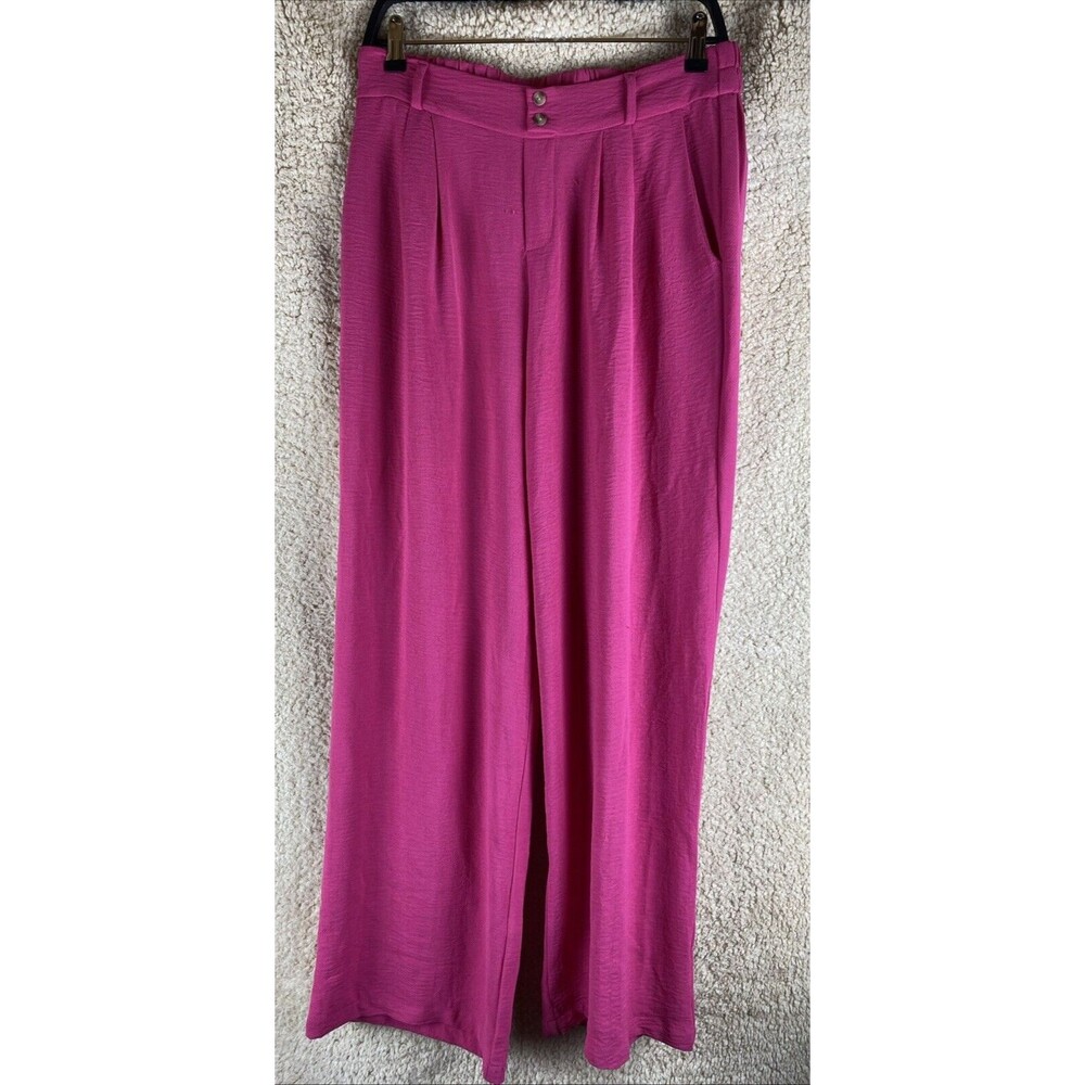 Monteau Los Angeles Women's Plus Size XL Wide Leg Pink Dress Pants